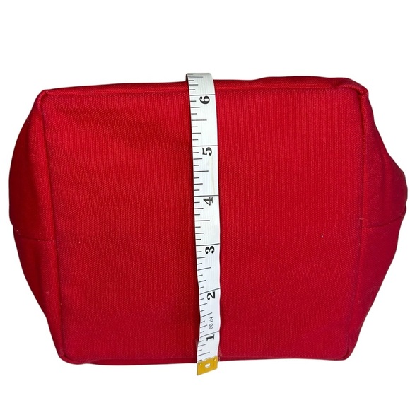Lillian Vernon 100% Cotton Canvas Mini Tote with Leather Handles Red - Picture 6 of 13